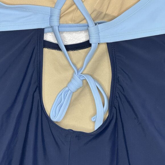 Kona Sol Women's Colorblock Blue Navy Cut Out One Piece Swimsuit NEW! - Picture 4 of 11